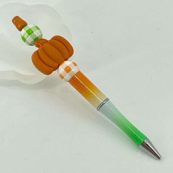 Pumpkin fall autumn pen handmade NEW sweater weather green white orange - Picture 4 of 6